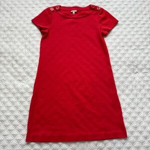 Talbots Boatneck Button Detail 100% Cotton Short Sleeve Midi Dress Red Size XSP